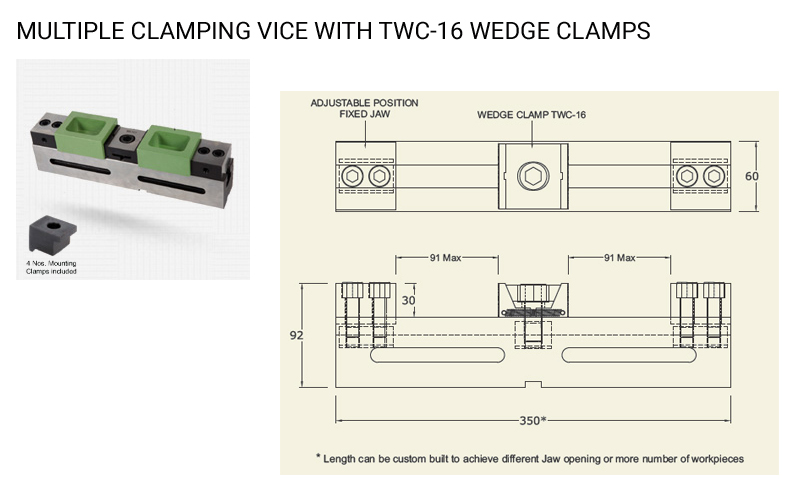 MULTIPLE CLAMPING VICE WITH TWC-16 WEDGE CLAMP

