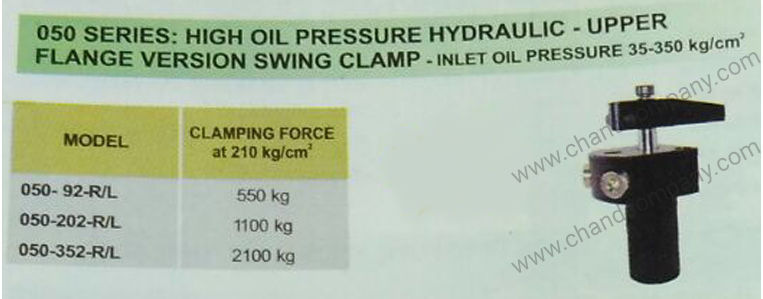HIGH OIL PRESSURE HYDRAULIC UPPER FLANGE SWING CLAMP